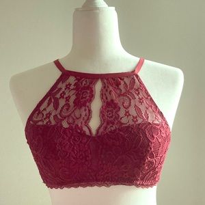Red lace bralette